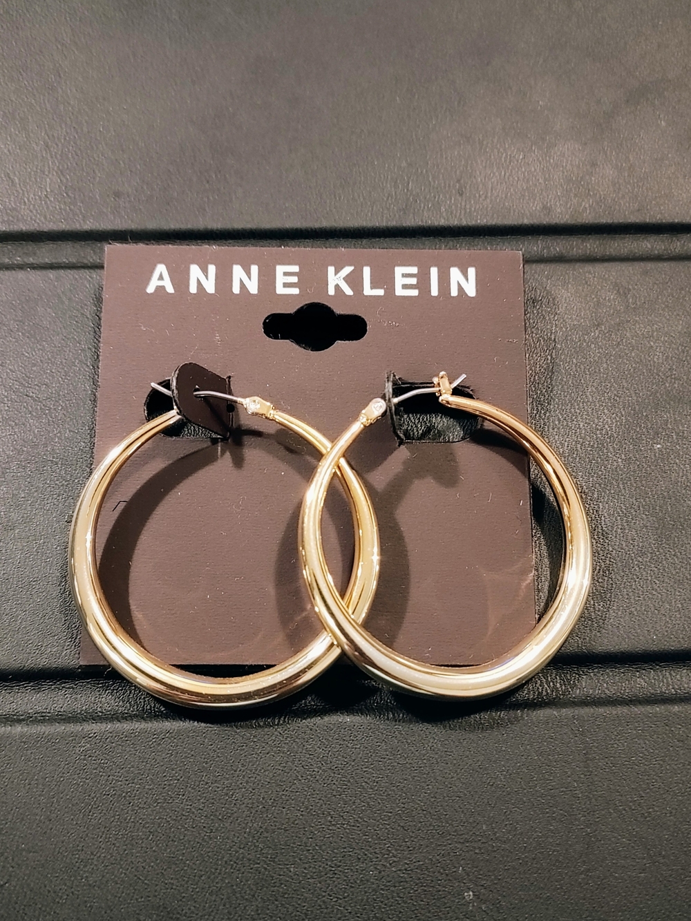 Anne Klein Shiny Gold Thick Hoop Earrings